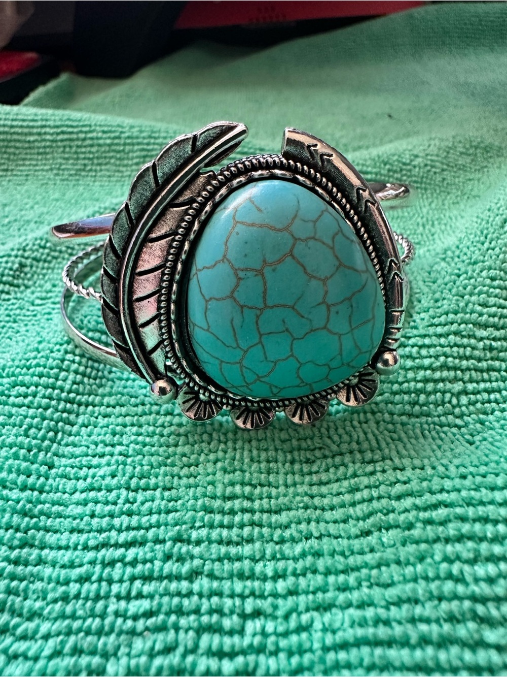 Unlisted Turquoise Stone Feather Cuff Bracelet